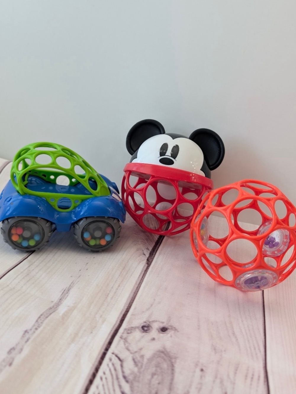 Kids Oball Toddler Toys Easy Grasp O Ball Go Gripper Blue Car Orange Rattle